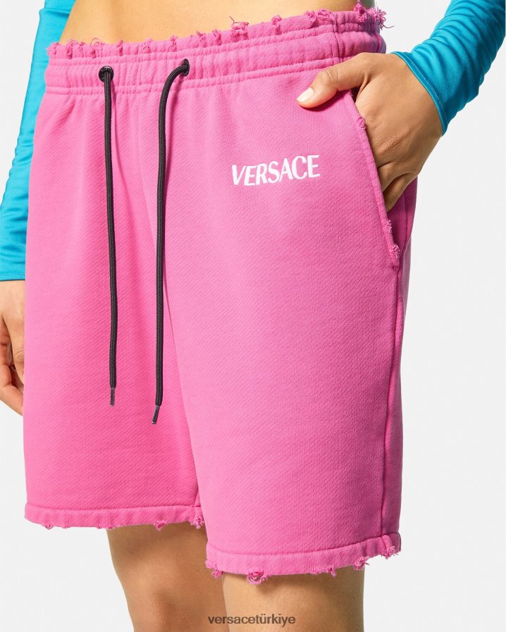 Versace eskitilmiş logolu eşofman altı kadınlar fuşya Giyim B0HHR8219