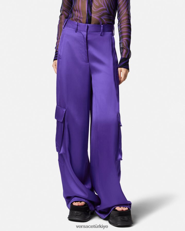 Versace geniş kargo pantolon kadınlar menekşe Giyim B0HHR8210