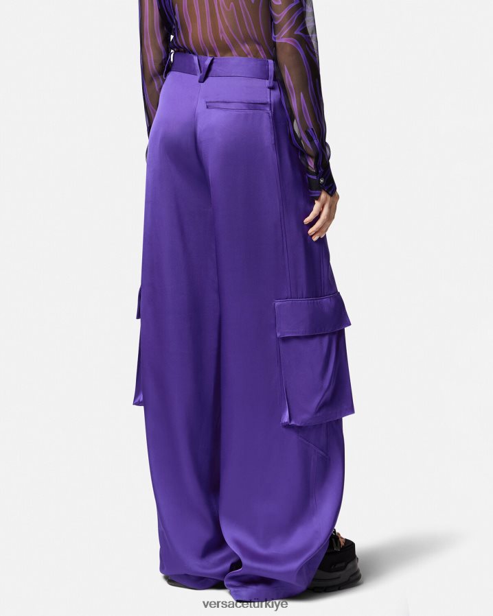 Versace geniş kargo pantolon kadınlar menekşe Giyim B0HHR8210