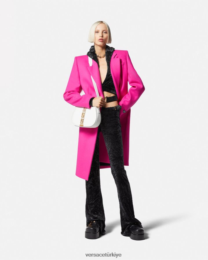 Versace haddelenmiş alevlendi kadife pantolon kadınlar siyah Giyim B0HHR8216