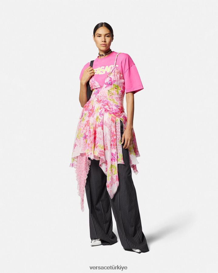 Versace çizgili geniş paça pantolon kadınlar siyah Giyim B0HHR8123