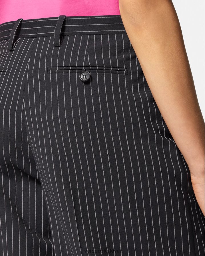 Versace çizgili geniş paça pantolon kadınlar siyah Giyim B0HHR8123