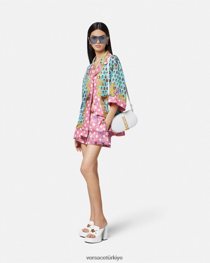 Versace kelebekler ipek karışımlı şort kadınlar Yazdır Giyim B0HHR8197