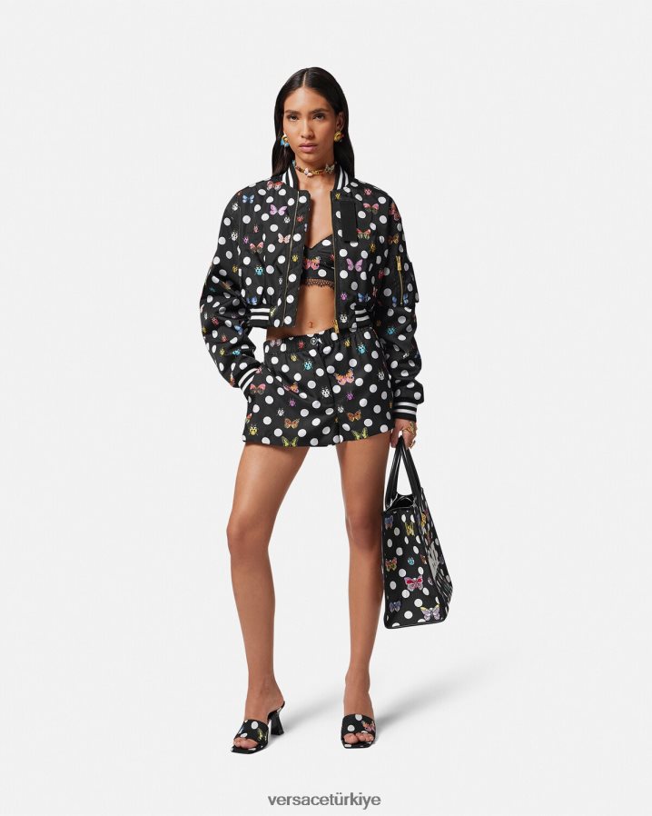 Versace kelebekler ipek şort kadınlar Yazdır Giyim B0HHR8189