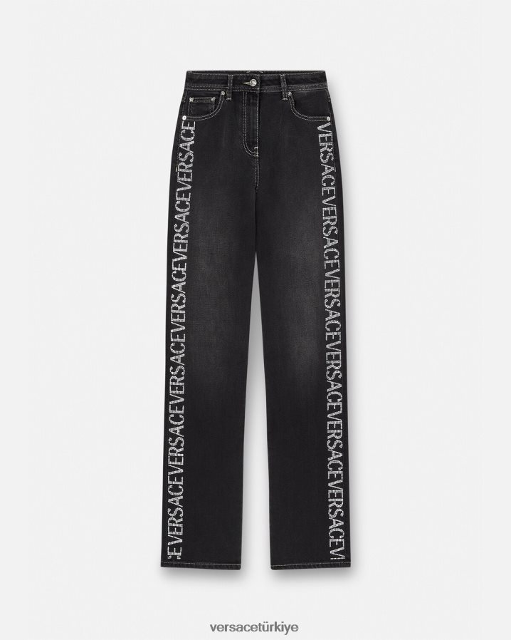 Versace kristal allover kot kadınlar siyah Giyim B0HHR8213