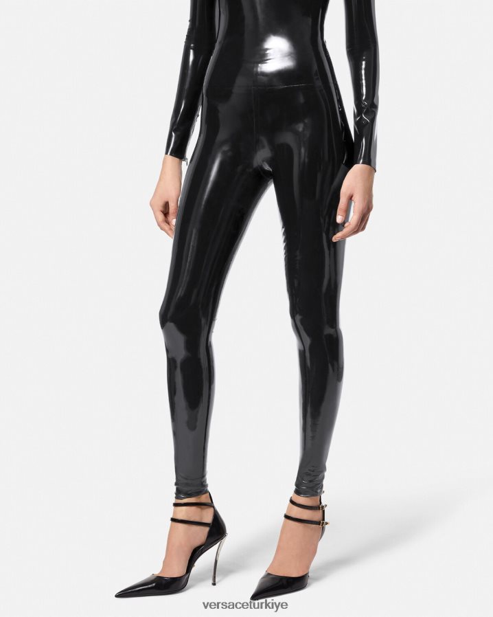 Versace lateks tayt kadınlar siyah Giyim B0HHR8203