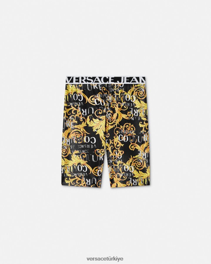 Versace logo couture bisiklet şortu kadınlar tek renk Giyim B0HHR82239