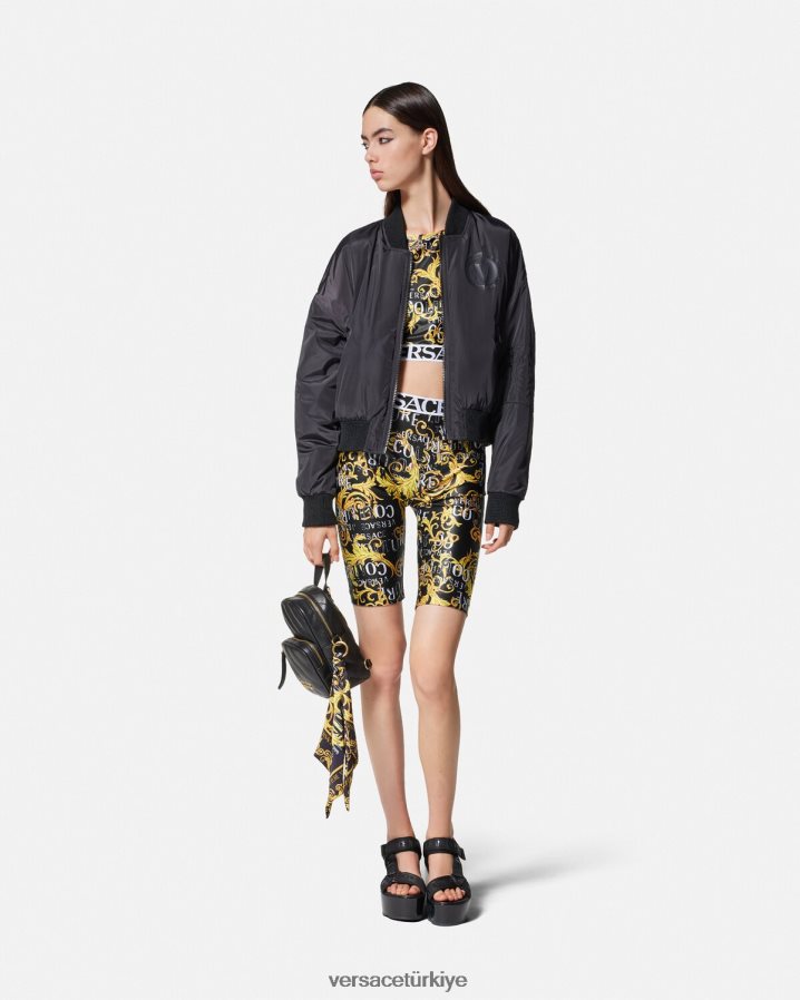 Versace logo couture bisiklet şortu kadınlar tek renk Giyim B0HHR82239