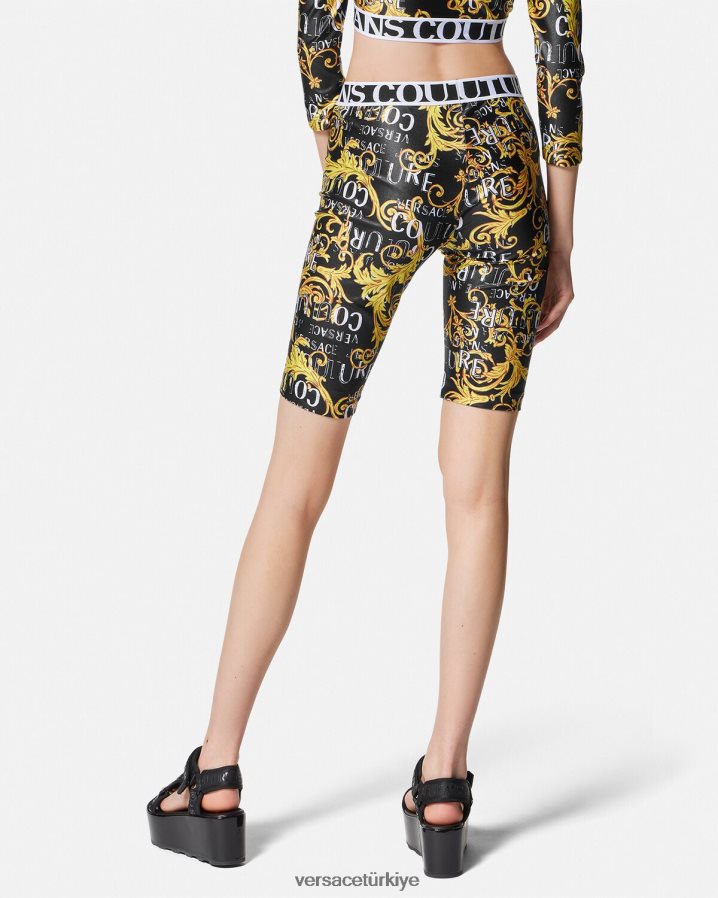 Versace logo couture bisiklet şortu kadınlar tek renk Giyim B0HHR82239