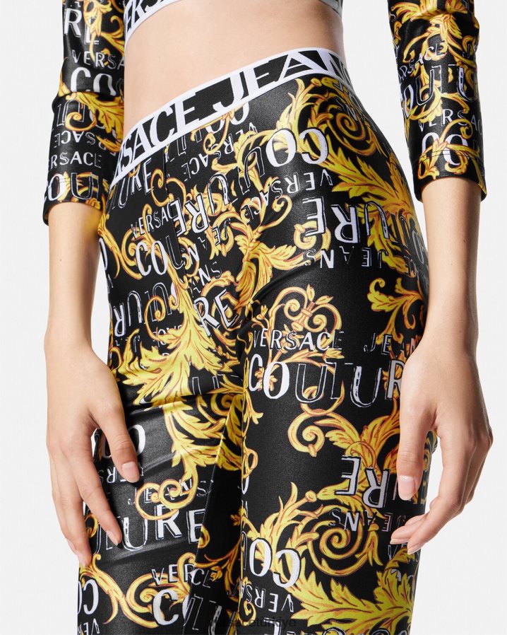 Versace logo couture bisiklet şortu kadınlar tek renk Giyim B0HHR82239