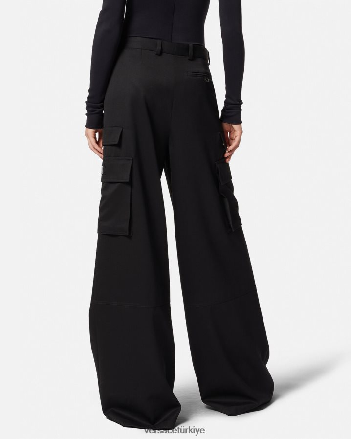 Versace logolu kargo pantolon kadınlar siyah Giyim B0HHR8201
