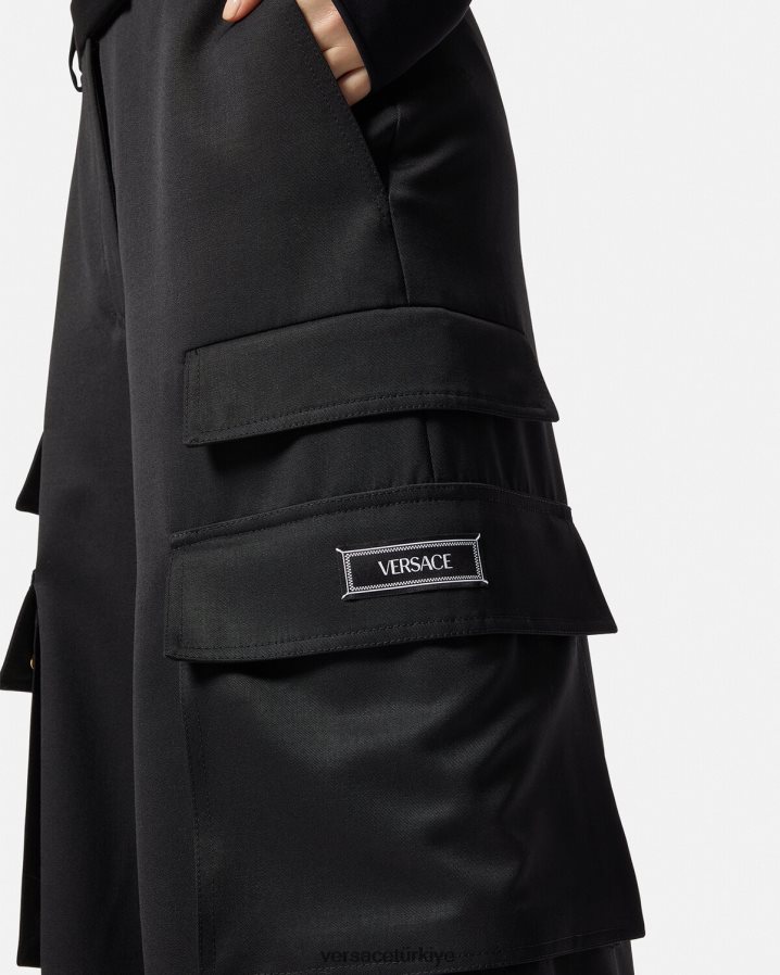 Versace logolu kargo pantolon kadınlar siyah Giyim B0HHR8201