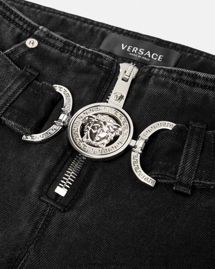 Versace medusa '95 kot pantolon kadınlar siyah Giyim B0HHR8220