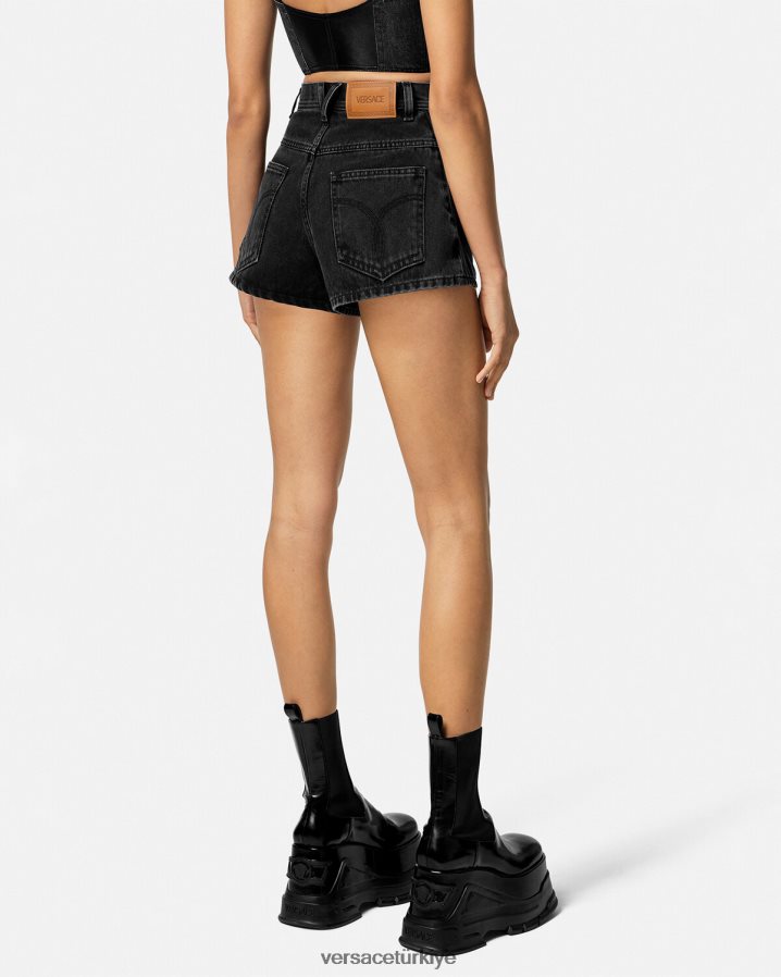 Versace medusa denim şort kadınlar siyah Giyim B0HHR8217