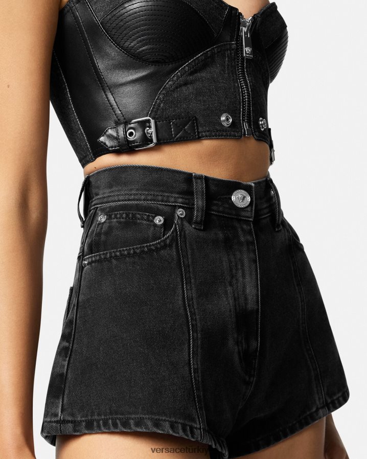 Versace medusa denim şort kadınlar siyah Giyim B0HHR8217