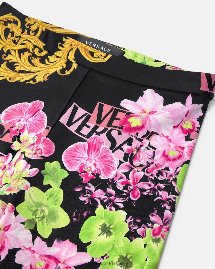 Versace medusa orkide tayt kadınlar siyah ve baskı Giyim B0HHR8221