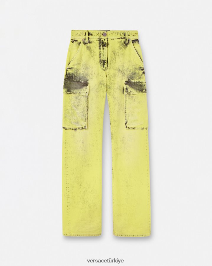 Versace sıkıntılı kargo kot pantolon kadınlar sarı Giyim B0HHR8225