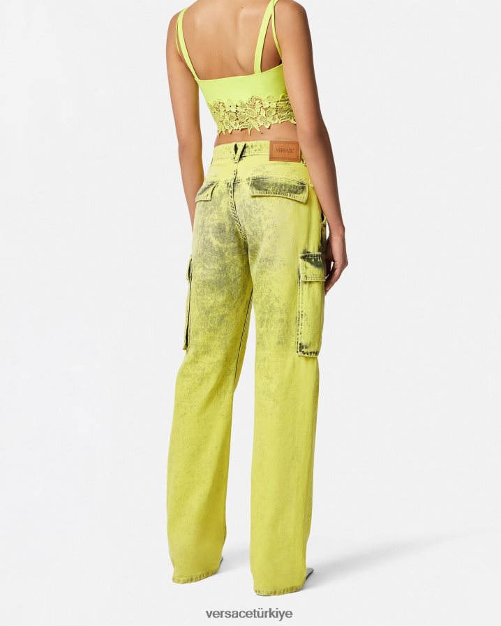 Versace sıkıntılı kargo kot pantolon kadınlar sarı Giyim B0HHR8225