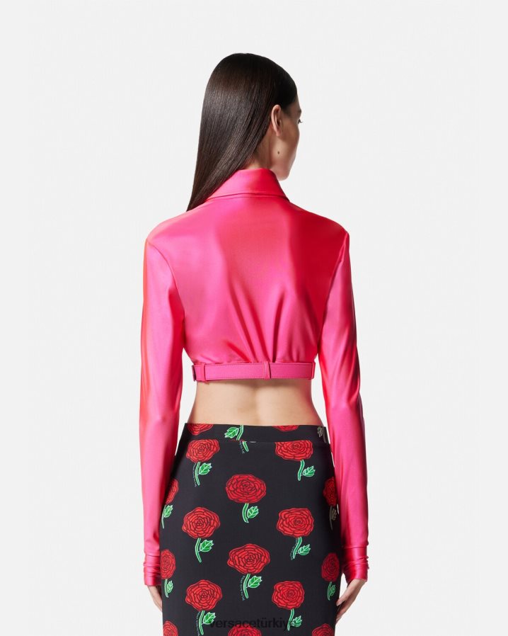 Versace barok tokalı mahsul gömlek kadınlar fuşya Giyim B0HHR82218