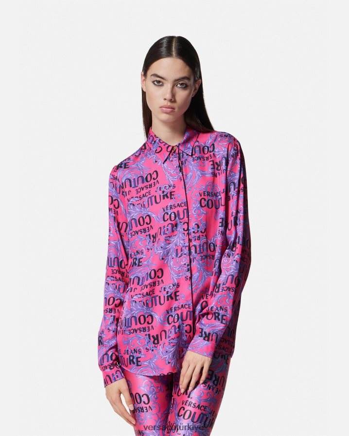 Versace logo couture gömlek kadınlar fuşya Giyim B0HHR82203