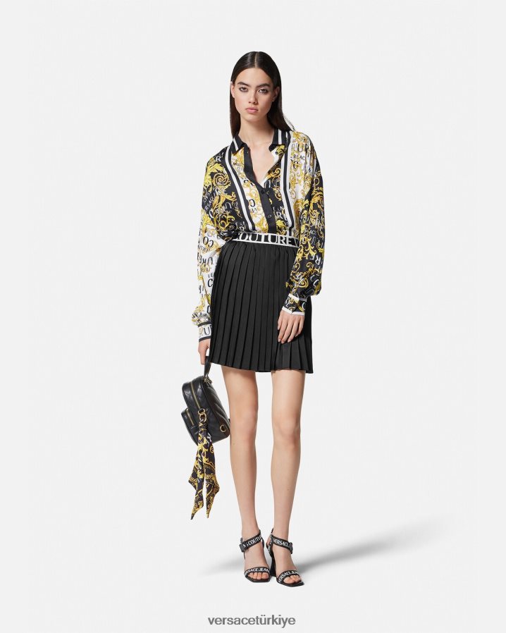 Versace logo couture gömlek kadınlar siyah altın Giyim B0HHR82202