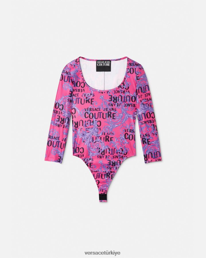 Versace logolu özel tasarım body kadınlar fuşya Giyim B0HHR82212