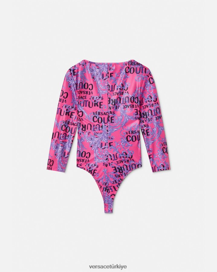 Versace logolu özel tasarım body kadınlar fuşya Giyim B0HHR82212