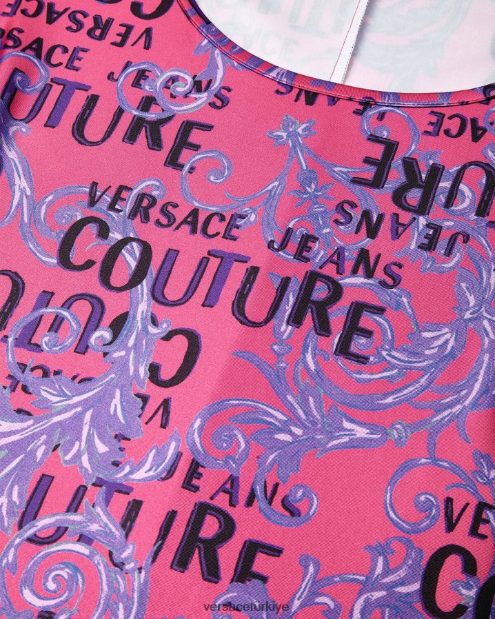 Versace logolu özel tasarım body kadınlar fuşya Giyim B0HHR82212