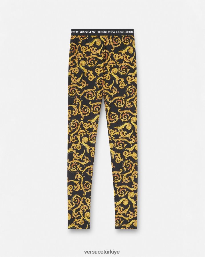 Versace kroki couture tayt kadınlar siyah altın Giyim B0HHR82178