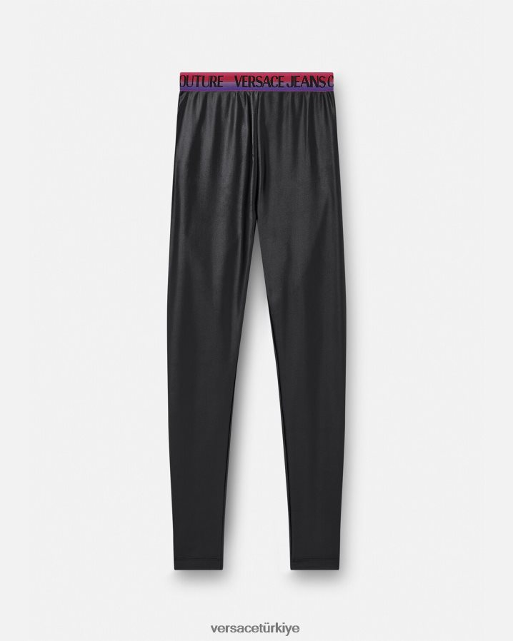 Versace logolu tayt kadınlar siyah Giyim B0HHR82149