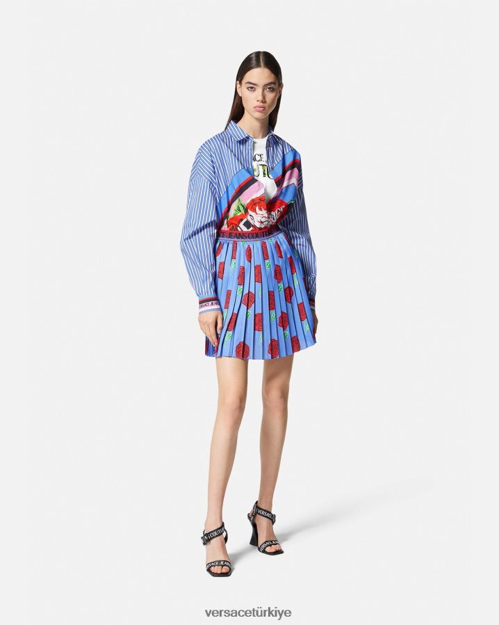 Versace gül logolu tişört kadınlar beyaz Giyim B0HHR82169