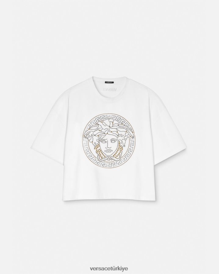 Versace çivili medusa kısa üst kadınlar beyaz Giyim B0HHR8154