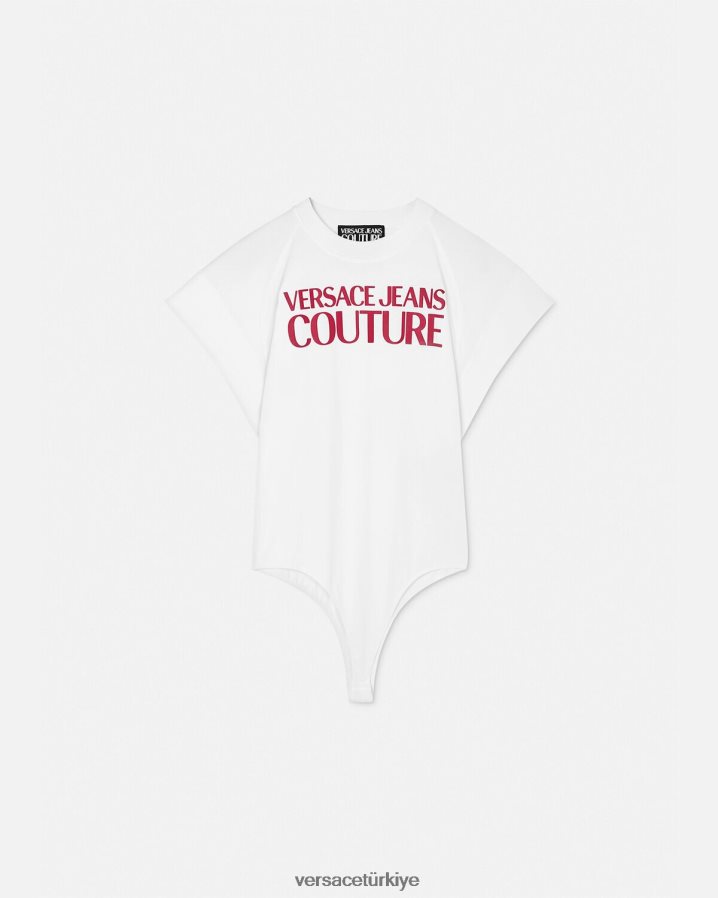 Versace logolu body tişört kadınlar beyaz Giyim B0HHR82162