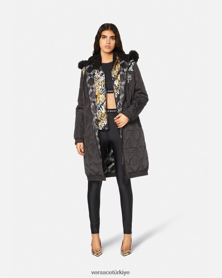 Versace logolu kısa kollu tişört kadınlar siyah Giyim B0HHR82153