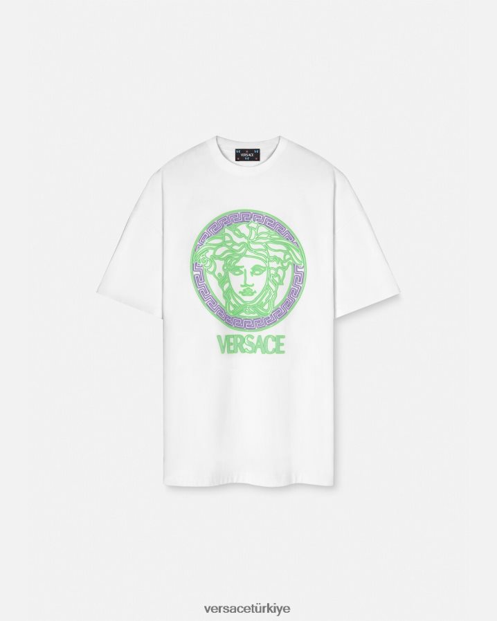Versace medusa logolu eskitme tişört kadınlar beyaz Giyim B0HHR8135