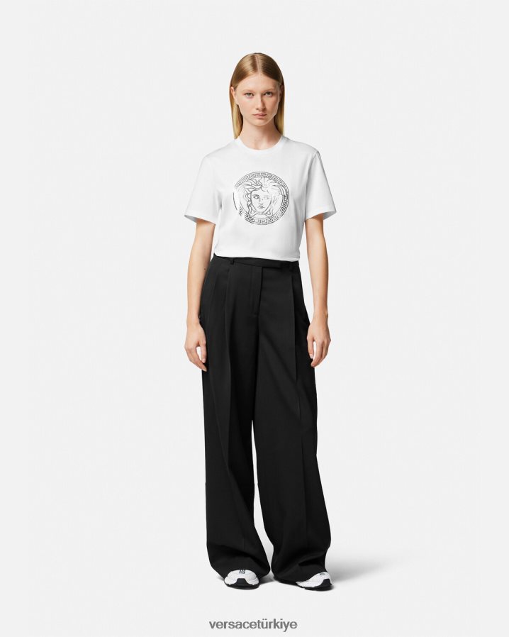 Versace medusa tişört kadınlar Beyaz gümüş Giyim B0HHR8128