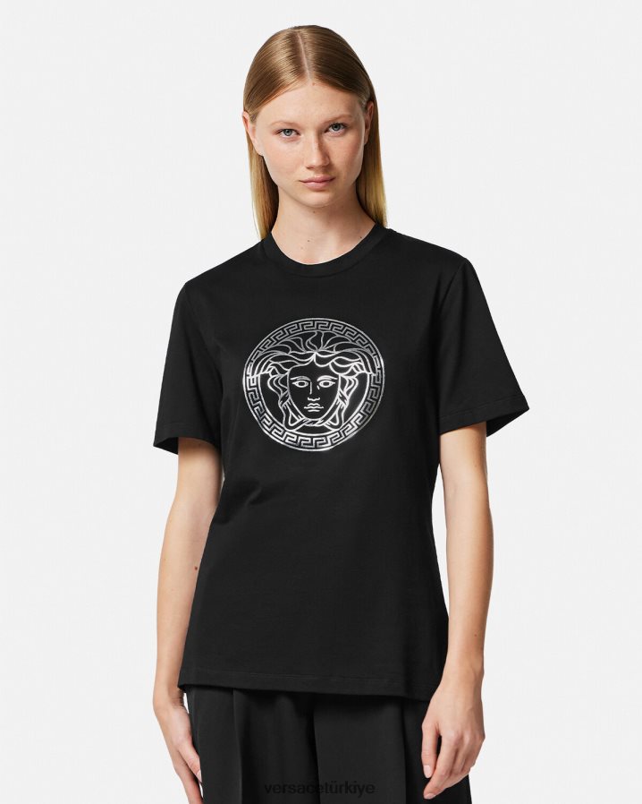 Versace medusa tişört kadınlar siyah Giyim B0HHR8129