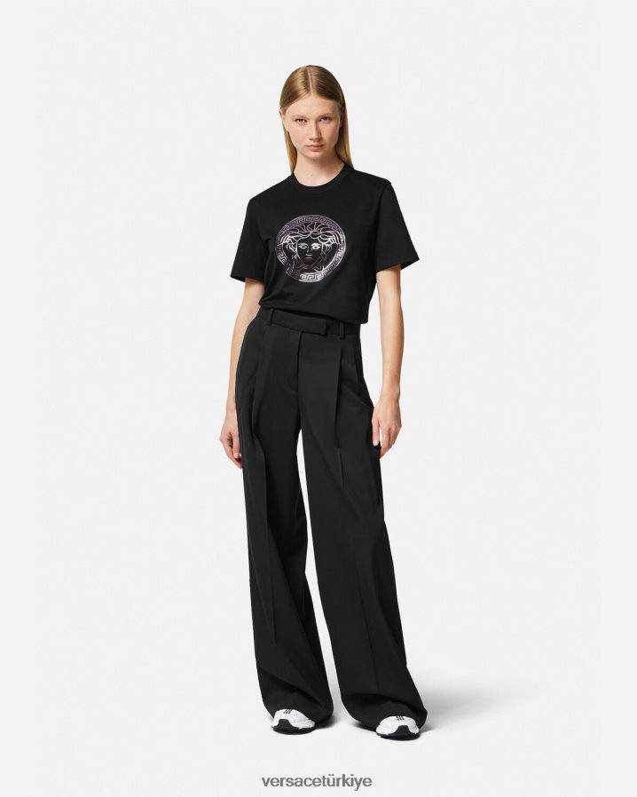 Versace medusa tişört kadınlar siyah ve pembe Giyim B0HHR8127
