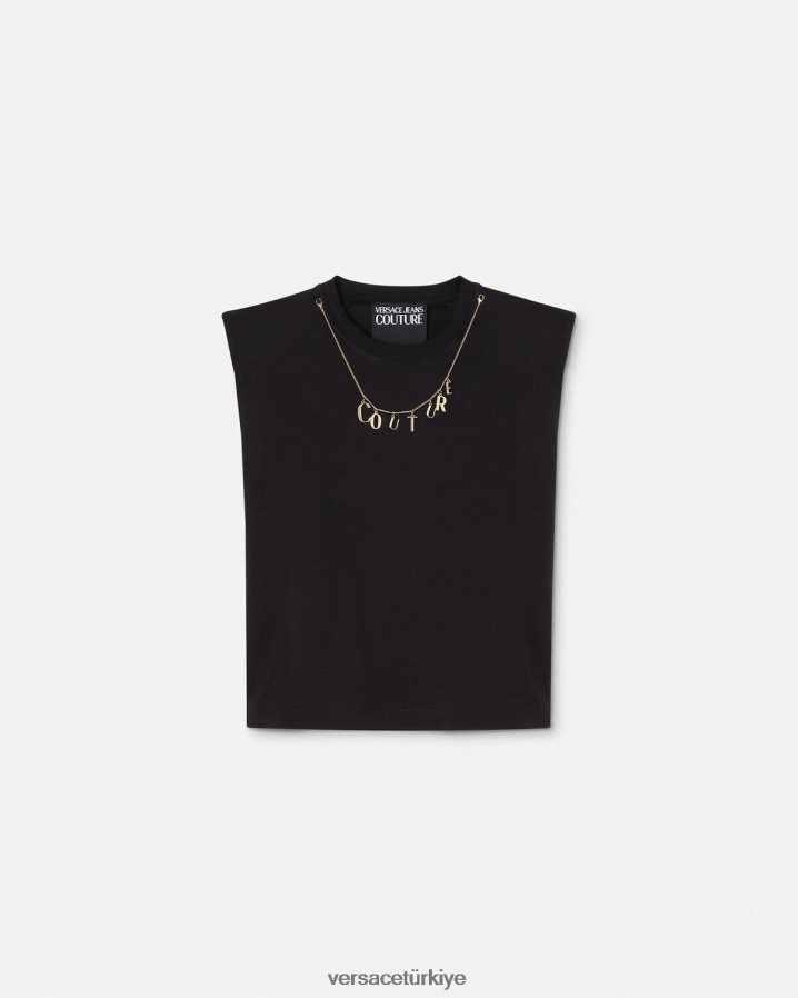 Versace takılar kolsuz tişört kadınlar siyah Giyim B0HHR82199