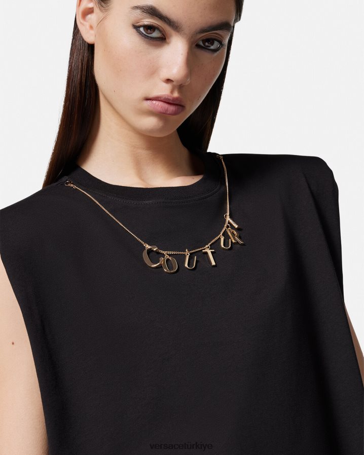 Versace takılar kolsuz tişört kadınlar siyah Giyim B0HHR82199