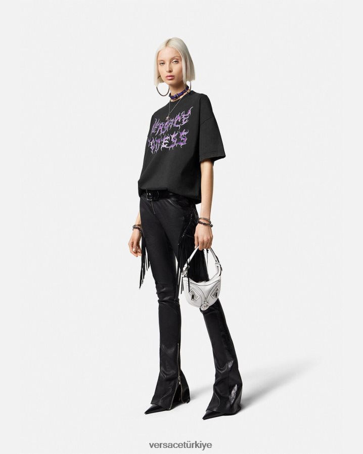 Versace tanrıça büyük beden tişört kadınlar siyah Giyim B0HHR8150