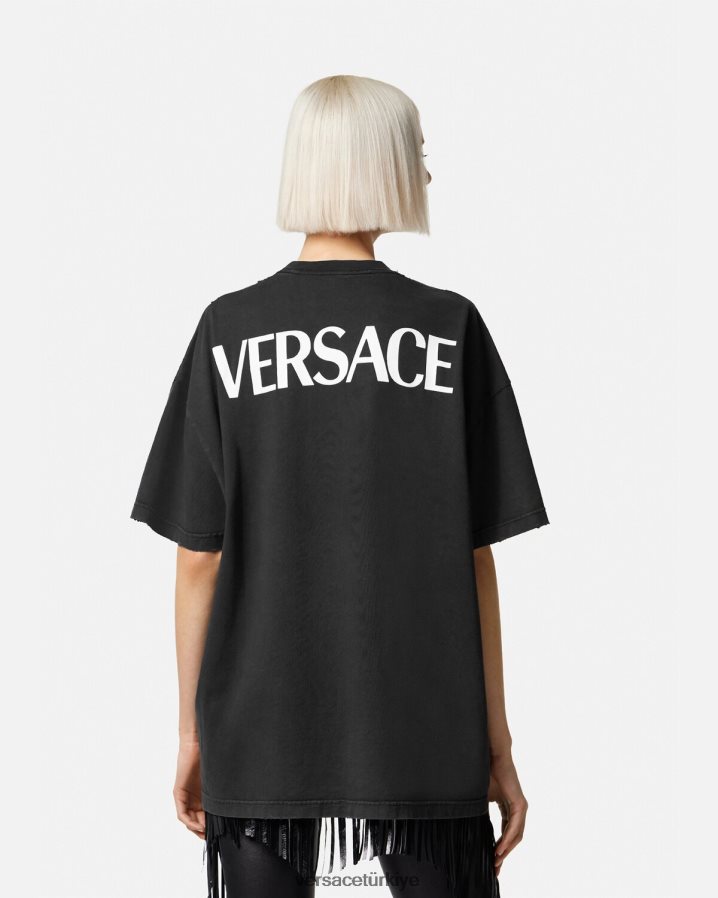 Versace tanrıça büyük beden tişört kadınlar siyah Giyim B0HHR8150
