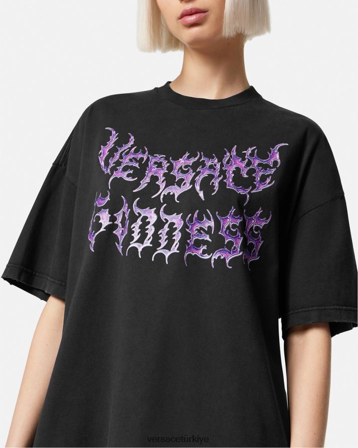Versace tanrıça büyük beden tişört kadınlar siyah Giyim B0HHR8150