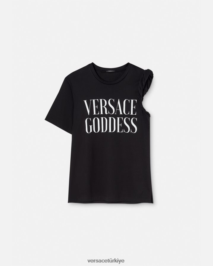 Versace tanrıça haddelenmiş tişört kadınlar siyah Giyim B0HHR8155