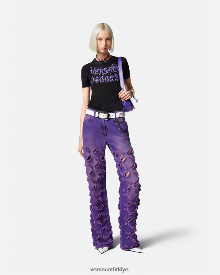 Versace tanrıça tişört kadınlar siyah Giyim B0HHR8149