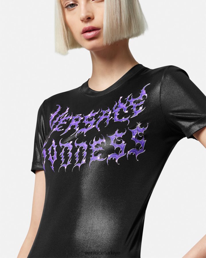 Versace tanrıça tişört kadınlar siyah Giyim B0HHR8149
