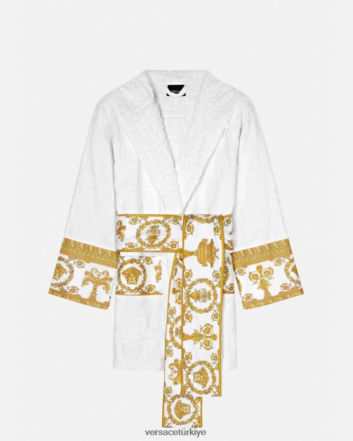 Versace allover kısa bornoz kadınlar beyaz iç çamaşırı ve plaj kıyafeti B0HHR81087