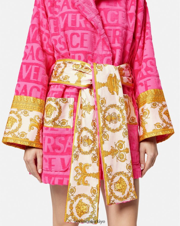 Versace allover kısa bornoz kadınlar fuşya iç çamaşırı ve plaj kıyafeti B0HHR81093