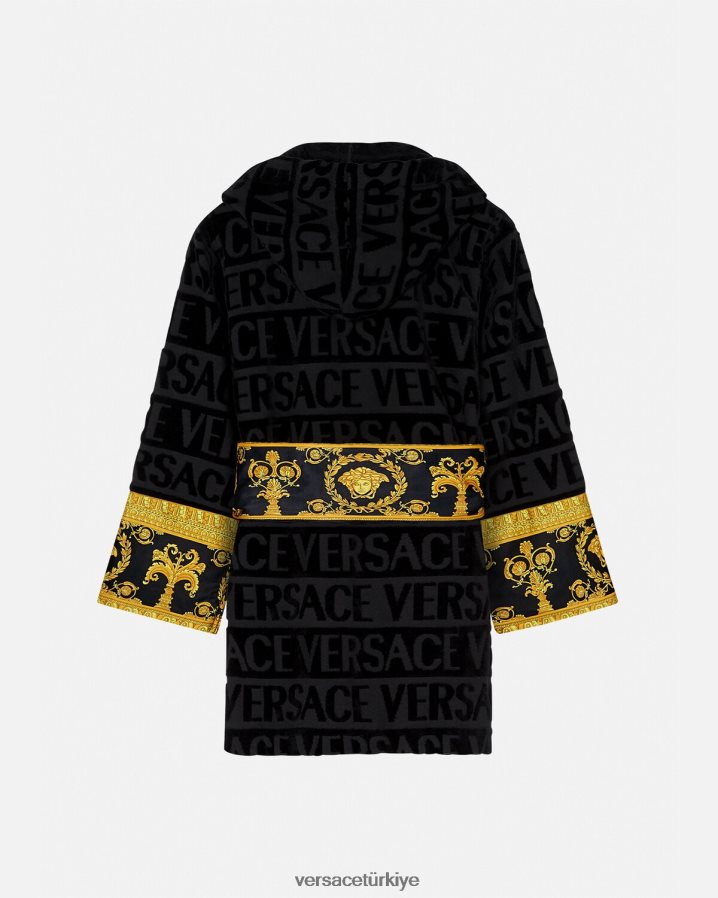 Versace allover kısa bornoz kadınlar siyah iç çamaşırı ve plaj kıyafeti B0HHR81083