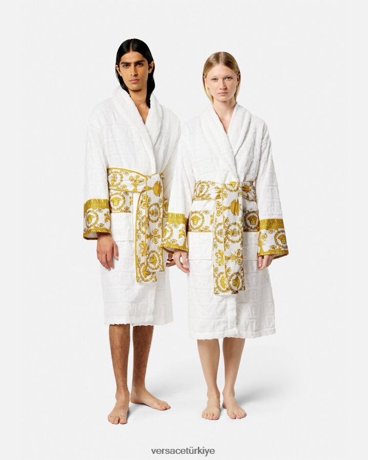 Versace barok bornozum kadınlar beyaz iç çamaşırı ve plaj kıyafeti B0HHR81088